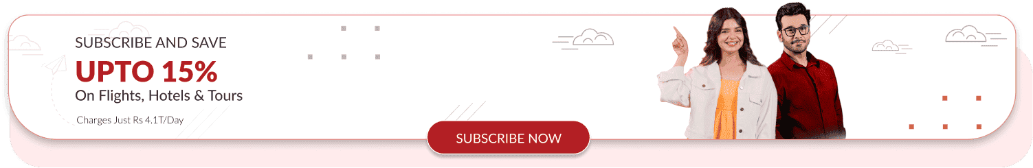 travel subscription offer banner for discounted flight hotel and tour booking deals